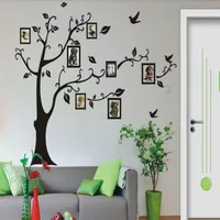 家族の木の壁の装飾の壁のステッカー家族の写真フレームの木の枝の葉の壁のデカールステッカーリビングルームと寝室