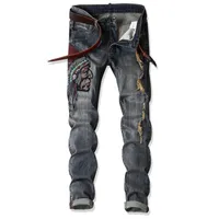 Neue Herren Jeans Hohe Qualität Mode-Inder Embroider Retro Ripping Slim Street Gerade Jeans Plus Größe AF1701