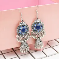 Traditional  Ethnic Silver Metal Drop Earrings Fringe For Women Gypsy Long Tassel Jhumka Jhumki Earring Dangle Statement