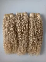 Brezilyalı insan bakire remy kinky kıvırcık saç atkı sarışın renk işlenmemiş bebek yumuşak çift çekilişler 100g paket produ260'lar