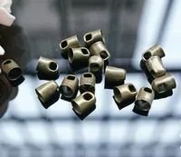 100PCS / Lot Hole 4mm Bronze Gold Metal Cord End Caps för läderband Sträng för smycken DIY Fittings Connectors F1760