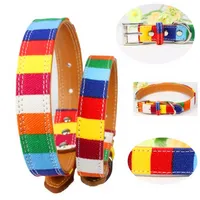 Lederen Pet Dog Collar Designer Perro Collar Size XS M L Lederen vlakte voor grote kleine kleurrijke regenboog PU-halsband