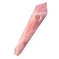 DingSheng Natural Pink Rose Quartz Pipa di pietra Crystal Wand Point sigari Pipa con 1 metallo Filtri per la salute fumatori