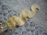 Blond Brazilian Corps Wave Micro Loop Extensions de cheveux Humains Couleur Blond Micro boucle Bague Cheveux Hair Morce Couleur Cheveux Remy 1g / Strand