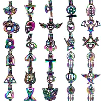 500 stile per u scegliere-arcobaleno di colore perla gabbia amore desiderio Perline gabbia Oyster supporti Locket pendente aperto