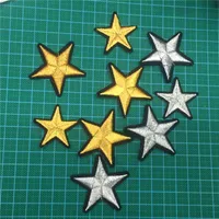 48 adet / grup Altın ve Gümüş Yıldız Işlemeli Rozetleri Yamalar Yıldız Yamalar Giyim Sticker Giyim Sticker için