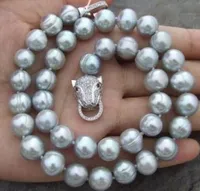 10-12mm NATURAL SÜDSEE BAROCK GREY PEARL NECKLACE 18 INCH