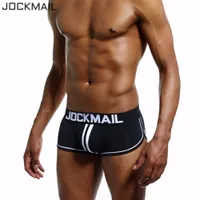 JOCKMAIL 브랜드 남성 속옷 복서 반바지 백 레스 엉덩이 코튼 섹시한 오픈 백 게이 남성 속옷 조크 스트랩 cuecas 게이 팬티