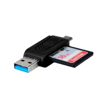 MINI USB 2.0 + OTG Adaptador de lector de tarjetas Micro SD / SDXC TF U Disco Adaptador de tarjeta de memoria inteligente para accesorios de laptop para unidad flash