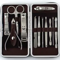 12pcs Set Manicure Pedicure Scissor Tweezer Coltello Pick Pick Utility Nail Clipper Kit, Acciaio inossidabile Nail Care Tool Set Nuovo