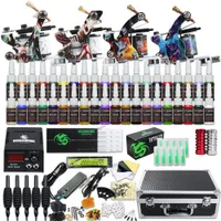 Professional 4 Guns Tattoo Kit 40 Color Inks Power Supply 50 Needles Tips D120GD-16
