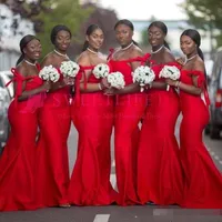 2019 Red Bridesmaid Dresses South African Bodenlangen Plus Size Hochzeitsgast Kleider Formale Lange Arabische Trauzeugin Kleider