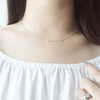 Real 925 cadenas de serpientes de plata collar para mujeres niñas perlas simples collares joyería fina envío de la gota YMN061