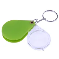 10x förstoringsglas vikningsmätare handhållen glaslins plast bärbar nyckelring loupe grön orange