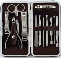 12 sztuk Manicure Set Pedicure Nożyce Knife Knife Ear Pick Nail Clipper Kit, Zestaw narzędzi do pielęgnacji paznokci ze stali nierdzewnej