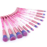 Nuovo 12pcs Pink Mermaid Unicorn Makeup Brush Clear Crystal Cosmetics Brushes Powder Eyeshadow Foundation Makeup Tool