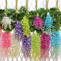 Yapay Wisteria Ipek Çiçek Düğün Parti Asılı Süslemeleri Için Simülasyon Sahte Çiçekler Fotoğraf Sahne Çok Colos 2 15xk ZZ Almak