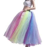 Renkli Yağmur Yay Petticoat Uzun Etek Kızlar için Dış Giyim Elbiseler 2022 Yeni Organze Elbise İlkbahar / Yaz / Sonbahar kadın etek iç çamaşırı