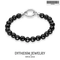 Strand Brazalets Classic con Black Onyx Beads, 2018 New 925 Sterling Silver Fashion Jewelry Punk Regalo para hombres Niños Mujeres Chicas