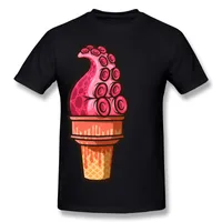 Cheap Male Percent Cotton Tentacle Treat Ice Cream Tee Shirt Male Round Neck Green Short Sleeve T-Shirt Plus Size Normal Tee Shirt