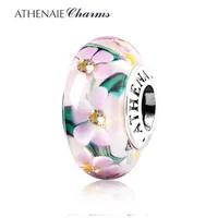 ATHENAIE Genuine Murano Glass 925 Silver Core Flower Garden Charms Bead Fit All European Bracelets