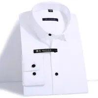 2018 남자의 쉬운 케어 솔리드 대나무 섬유 드레스 셔츠 편안한 부드러운 슬림 피트 긴 소매 탄성 남성 탑 정식 셔츠