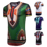 Tinta de los hombres de Paisley de manga corta camiseta moda estilo étnico africano irregular gran tamaño camisetas venta al por mayor de la personalidad geométrica Tops camisetas