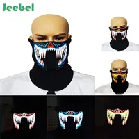 Jeebel LED Maskers Kleding Big Terror Maskers Cold Light Helm Fire Festival Party Glowing Dance Staby Voice-Activated Music Mask