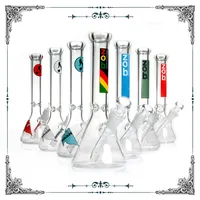 Limited Edition Zob Hitman glass mini bottom beaker bong 10 inches Rasta color water pipes bongs 14.4 mm joint dab oil rig Bubbler smoking Hookahs
