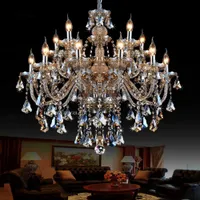 Chandelier crystal Cognac duplex light Villa large double dining room livingroom