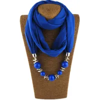 Мода шарф ожерелье подвеска женщин большие бусы подвесные шарф ювелирные изделия обертки мягкие богемные украшения подарок