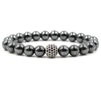 Черный каменный гематит браслеты 8 мм натуральный камень Кубический цирконий круглые шариковые браслеты браслеты для женщин мужчин браслеты подарок