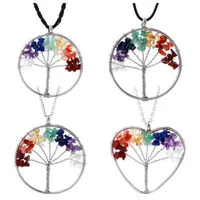 Árvore de alta qualidade da Vida Pingente Colares Multicolor Chakra Colar de Pedra Natural jóias Mulheres Coração Colar de Moda Jóias de Cristal