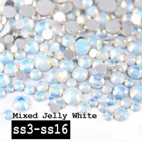 1 Pack Mix White Opal Crystal Nail Art Rhinestones 3d Charm Glass Flatback Non Hotfix DIY Nail Jewelry Sticker Decorations