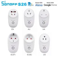 Sonoff S26 WiFi Akıllı Soket ABD / İNGILTERE / CN / AU / AB Kablosuz Fiş Güç Soketleri Akıllı Ev Anahtarı Alexa Google Asistan IFTTT Ile Çalışmak