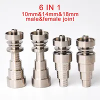 Universele domeloze 6in1 titanium nagels 10mm 14mm 18mm gewricht voor mannelijke en vrouwelijke domeloze nagel dab rigs roken accessoires gratis verzending