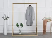 Gouden kledingrek ijzeren vloerhanger slaapkamer meubels kinderstoffen winkel rekken damestas show plank
