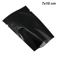 Black 7x10 cm Open Top Foil Mylar Food Storage Bags Aluminum Foil Vacuum Heat Seal Sample Packets Foil Pouch with Tear Notches for Cookies