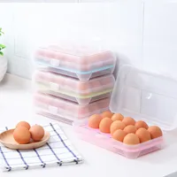 Plastic Egg Storage Box Organizer Refrigerator Storing 15 Eggs Organizer Bins Outdoor Portable Container Storage Egg Boxes Free shipping