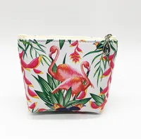 3D Karikatür flamingo sikke çanta Pu saklama çantası kız cüzdan ucuz sikke çantalar baskı hayvan para çanta anahtar kutu kadın çanta