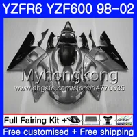 Grå svart ramkropp för Yamaha YZF600 YZF R6 1998 1999 2000 2001 2002 230HM.25 YZF-R6 98 YZF 600 YZF-R600 YZFR6 98 99 00 01 02 Fairings