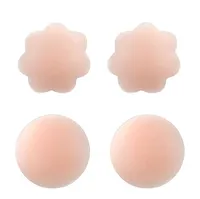 1 Pair Hot Reusable Invisible Self Adhesive Silicone Breast Chest Nipple Cover Bra Pasties Pad Petal Mat Stickers Accessories