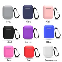 Housse de transport écouteurs en silicone pour Apple AirPod Air pods peau manches Pouch Box Protecteur sans fil Earpods casque couverture avec mousqueton