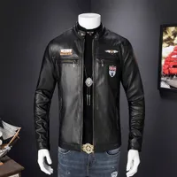 Fashion Men Slim Fit Collar Motorcycle Biker Leather Jacket Outwear Coat New