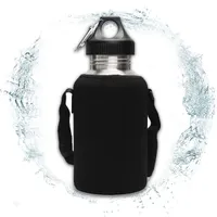 2L Gran botella de agua de acero inoxidable Ejercicio Deportivo Hervidor de beber con soporte de bolsa de soporte Metal Aluminio deportivo-Bebida con mosquetón