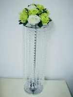 Tall 70cm fer stand fleur vase en cristal centres de table de table de mariage fleur bougie titulaire fête événement faveurs T-stage route plomb