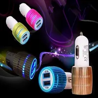 Led lumière Chargeur de voiture allume-cigare adaptateur auto adaptateur pour iphone 8 5 6 7 Samsung s6 bord s7 mp3 mp4 gps