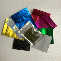 300pcs / Lot 7.5 * 10cm Colorido Alumínio Auto selo de plástico com zíper saco de embalagem Para Snack Food armazenamento Matte Limpar Mylar Baggies