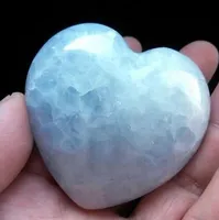 Regalo de vacaciones 3-4 pulgadas Cristal Heart Rare Natural Ice Sky Blue Celestine Druzy Reiki Madagascar Espécimen Metafísica Curación Mineral