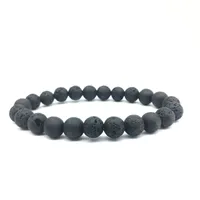 Cheap 8mm Black Lava Stone Beads Bracelet DIY Lava Rock Essential Oil Diffuser Bracelet for women